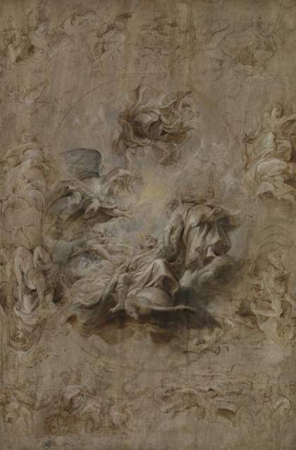 The Apotheosis of James I and other studies: sketch for the ceiling of the Banqueting House, Whitehall, c. 1628-30, Sir Peter Paul Rubens