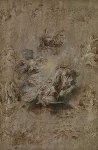 The Apotheosis of James I and other studies: sketch for the ceiling of the Banqueting House, Whitehall, c. 1628-30, Sir Peter Paul Rubens