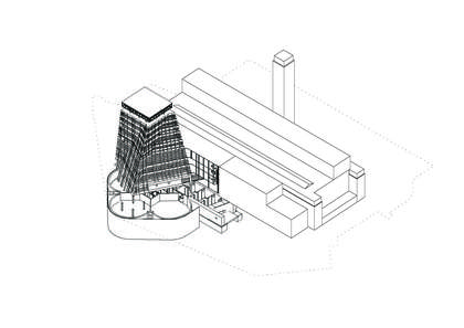 Architectural concept drawing showing the structure of the new building at Tate Modern