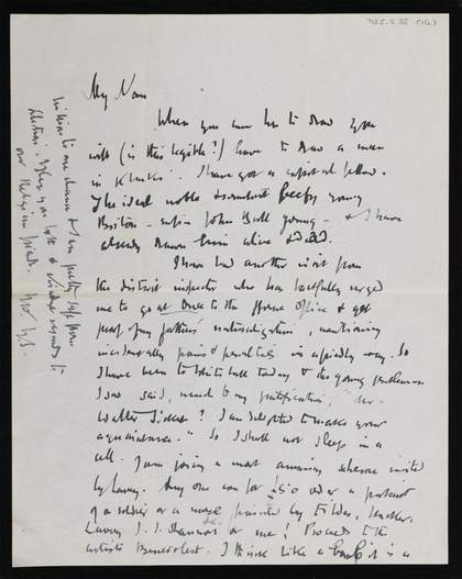 Letter from Walter Sickert to Nan Hudson