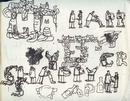 Sketch of possible Christmas card design by Julian Trevelyan from Tate Archive