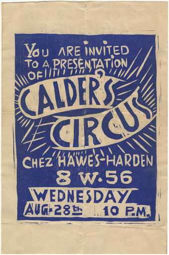 Alexander Calder, Cirque Calder invitation, 1929