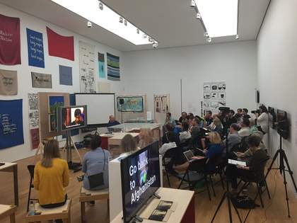 Michael Simon speaking at the Arte Útil Summit, mima, 24 July 2016