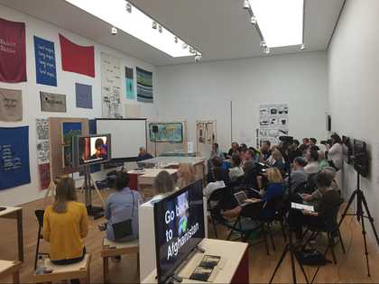 Michael Simon speaking at the Arte Útil Summit, mima, 24 July 2016
