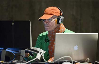 Charles Atlas and Collaborators, showing Atlas at his computers, BMW Tate Live, The Tanks