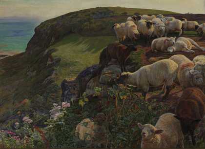 William Holman Hunt, Our English Coasts, 1852 ('Strayed Sheep'), 1852
