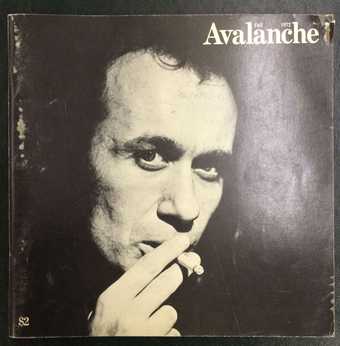 Photograph of Vito Acconci on the cover of Avalanche, Fall 1972