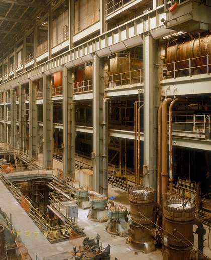 Interior view of Bankside Power Station before plant removal, 1994