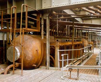 Close up of machinery in Bankside Power Station before plant removal, 1994