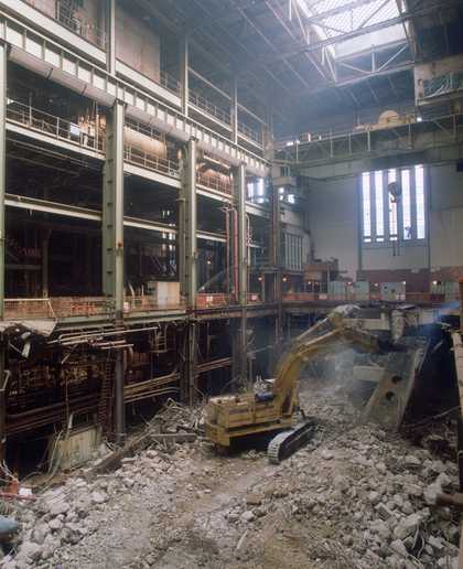 Interior view of Bankside Power Station during plant removal, 1995