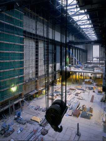 Interior view of work during construction of Tate Modern, 1999