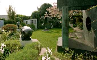 Sculptures by Barbara Hepworth in her garden