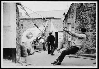 Barbara Hepworth Winged Figure prototype leaving the Palais in St Ives to be cast August 1962