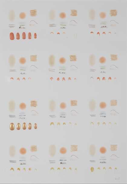Běla Kolářová, Seekers of Lice II, 1976, acrylic nails, nail varnish and cosmetics on paper, 55.7 x 38.5 cm