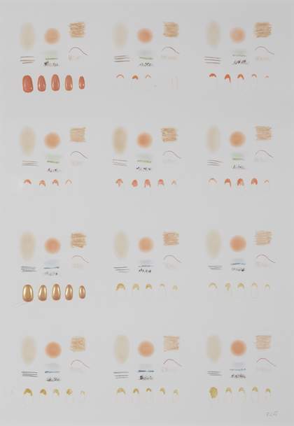 Běla Kolářová, Seekers of Lice II, 1976, acrylic nails, nail varnish and cosmetics on paper, 55.7 x 38.5 cm