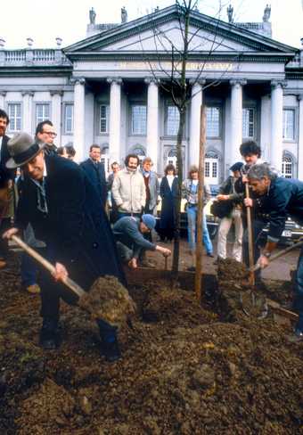 Joseph Beuys plants the first tree for his artwork 7000 Oaks