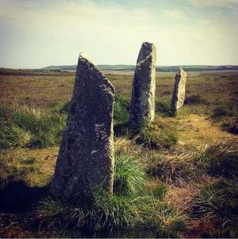 Nine Maidens stone circle Boskednan Penzance Cornwall