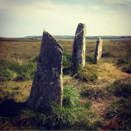 Nine Maidens stone circle Boskednan Penzance Cornwall