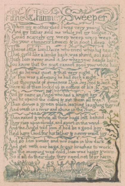 William Blake Songs of Innocence The Chimney Sweeper 1789, Tate learning resource