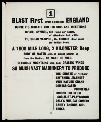 A page of Blast! vorticist manifesto
