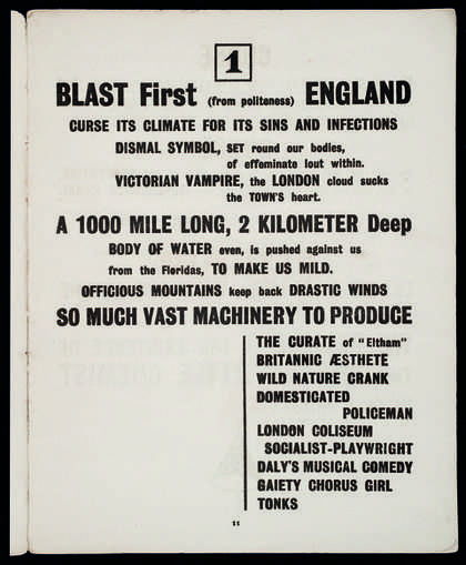 A page of Blast! vorticist manifesto