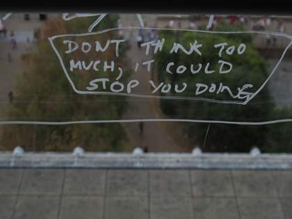 BMW Thought Workshop writing on window