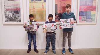  Three boys in Rauschenberg exhibition