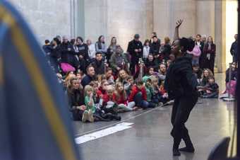 A photograph from a family event in Tate Britain's Duveen galleries