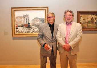 Michael Coleman and Kevin Parrott of the music duo Brian and Michael at the opening reception for Lowry and the Painting of Modern Life at Tate Britain, 25 June 2013