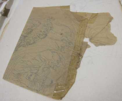 Felicia Browne archive image; damaged paper