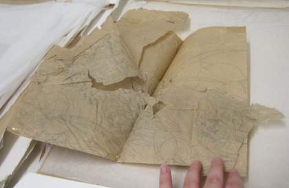Felicia Browne archive image; damaged paper