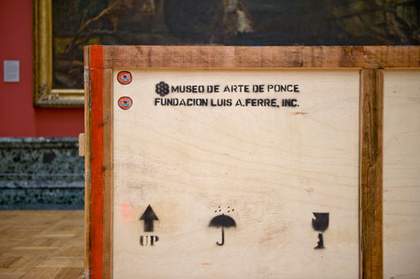 Museo de Arte de Ponce packing crate containing the Burne-Jones painting. 