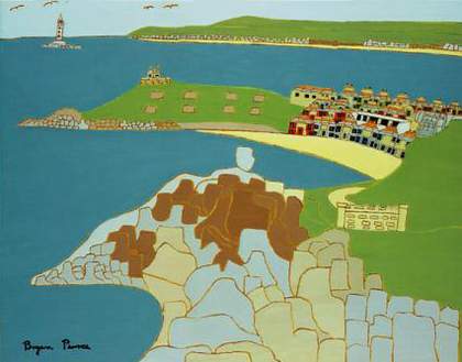 Bryan Pearce The Island and Godrevy from Mans Head 1971