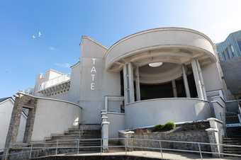 exterior of Tate St Ives showing the ramp and stairs to the entrance