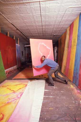 Frank Bowling in his studio