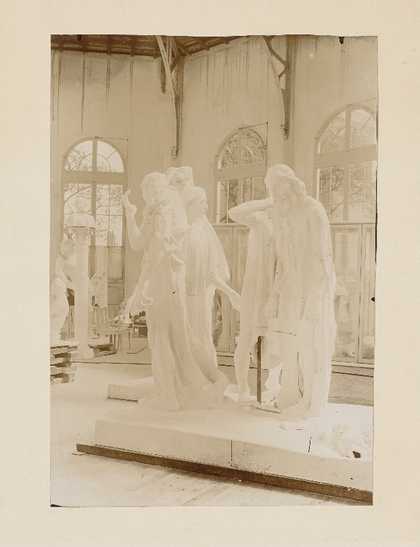 Monument to the Burghers of Calais in the studio at Meudon c.1902. Photo by Jean Limet, Musée Rodin