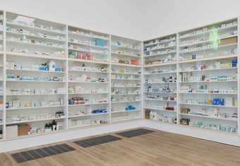 Cabinets in Damien Hirst's installation, Pharmacy, Tate