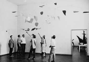 Installation view of the exhibition Alexander Calder: Stabilen, Mobilen at the Stedelijk Museum, Amsterdam, 1959