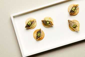 six sea bass canapes