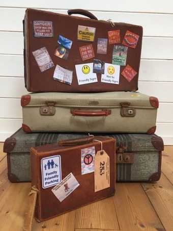 Suitcases stacked for a journey