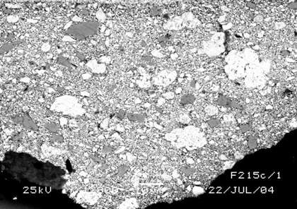 SEM-BSE of paint: (a) ground from Portrait of a Woman, Van Gogh Museum (Vincent Van Gogh Foundation inv. no. F215c), March–June 1886