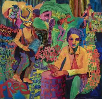 Carolyn Lawrence, Black Children Keep Your Spirits Free, 1970s, acrylic paint on canvas, 124.5 × 129.5 cm - © Carolyn Mims Lawrence