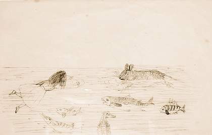 Charles Dodgson sketch for The Pool of Tears for Alice Adventures in Wonderland