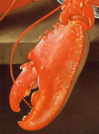 Charles Collins Lobster on a Delft Dish 1738 detail of a lobster claw