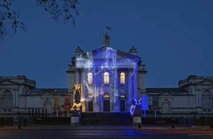 Tate Britain Millbank entrance with the 2018 winter comission