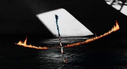 Still from Pat O'Neill's film Where the Chocolate Mountains 