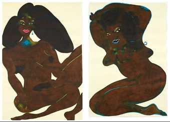 Chris Ofili Untitled from Afro Nudes 1 4 2007 cropped ink drawings of nude black woman in provocative poses