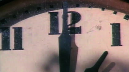 A clock face at 1pm