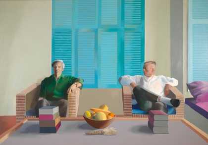 Two men in armchairs