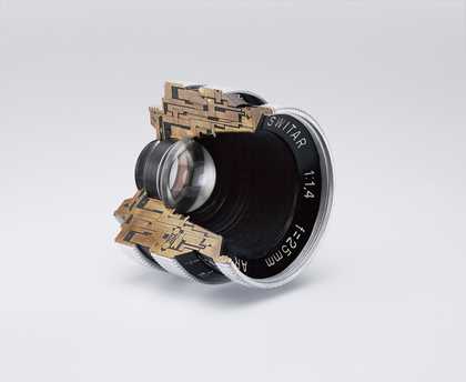 Christopher Williams Cutaway model Switar 25mm f1.4 AR. Glass, wood and brass. Douglas M. Parker Studio, Glendale, California, November 17, 2007–November 30, 2007 2008
